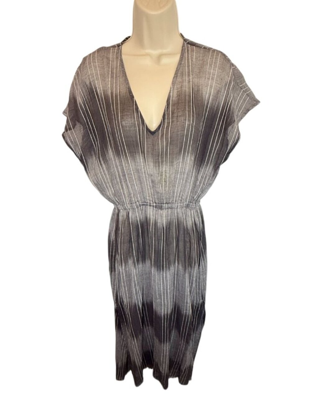 Corey Lynn Calter Gray white Midi Coverup Kaftan - Size XS